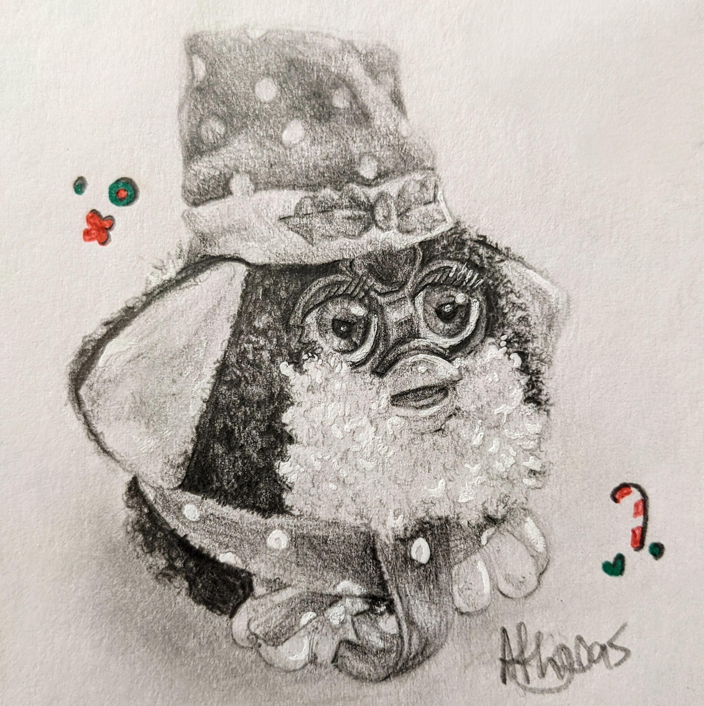 Holiday Furby Graphite Study Holiday Furby Graphite Study
