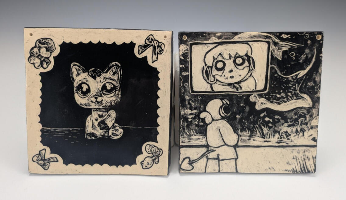 Sgraffito Tiles- Littlest Pet Shop Still-Life and Nova Aquarium (Stoneware) Sgraffito Tiles- Littlest Pet Shop Still-Life and Nova Aquarium (Stoneware)