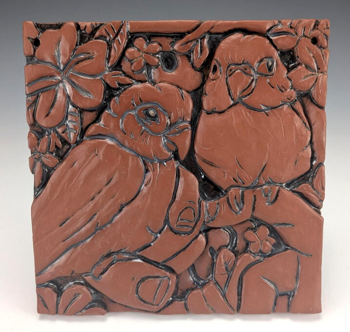 Conure Terracotta Relief Tile Conure Terracotta Relief Tile